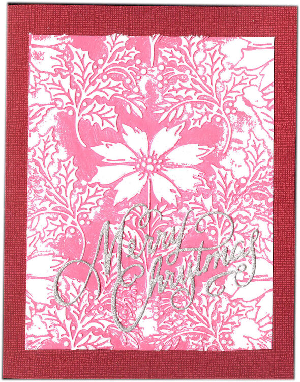 Anna Griffin poinsettia emboss folder with silver glitter paper Merry Christmas