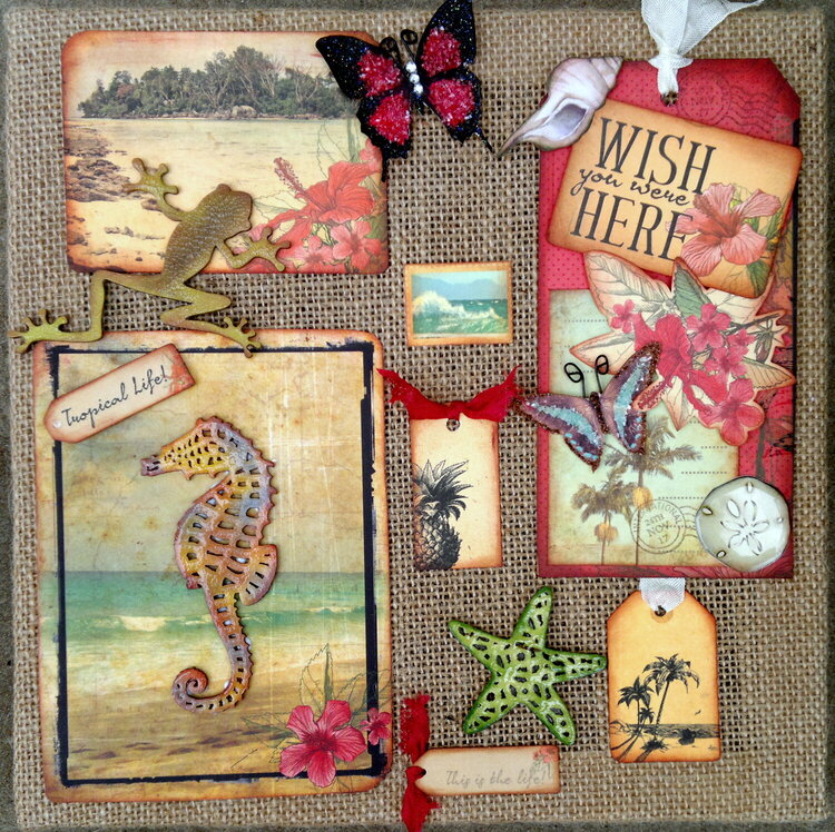 Tropicana Burlap frame - Aunty Vera Scrap and craft