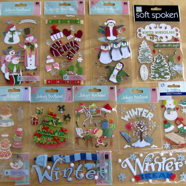 3D stickers of Christmas and Winter
