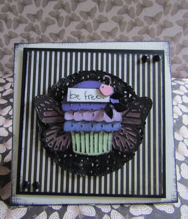 &#039;be free&#039; little gothic cupcake card