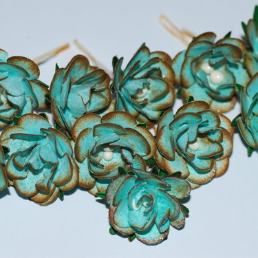 Handmade Mini Cardstock Roses for Swap - Macro