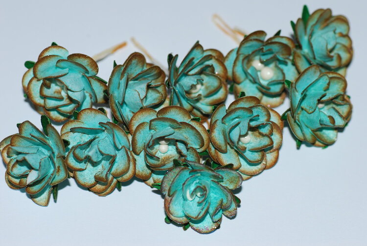 Handmade Mini Cardstock Roses for Swap - Macro