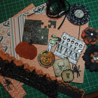 Homemade halloween Papers and Embellishments
