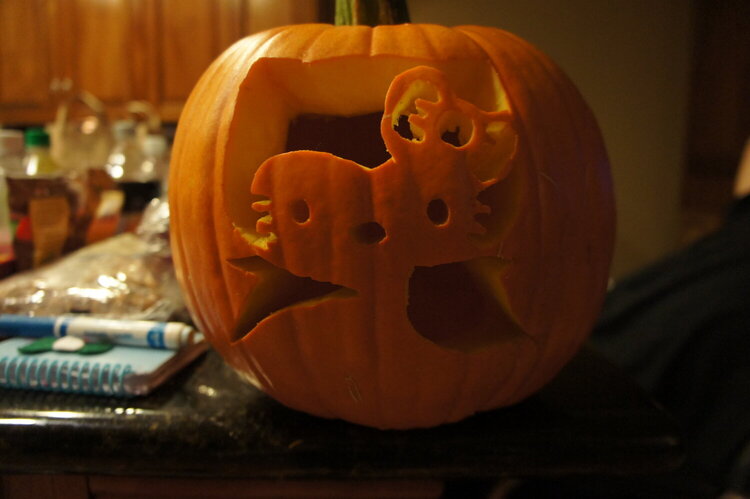 Hello Kitty carved pumpkin