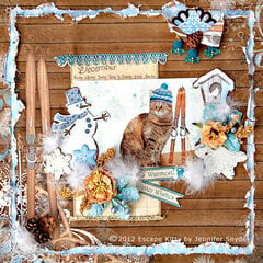 Escape Kitty - Alpine Snow Kitty -Scraps of Elegance