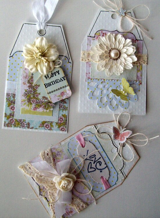 Set of 3 Shabby Chic Tags  (Ivana) card kit from TCM