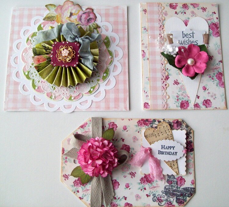 Set of 3 cards sorta Shabby chic - for mission table sale) [thanks  Tracy!]~