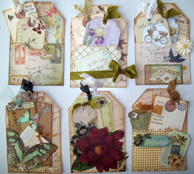 Vintage birthday cards tag and photo holders~~
