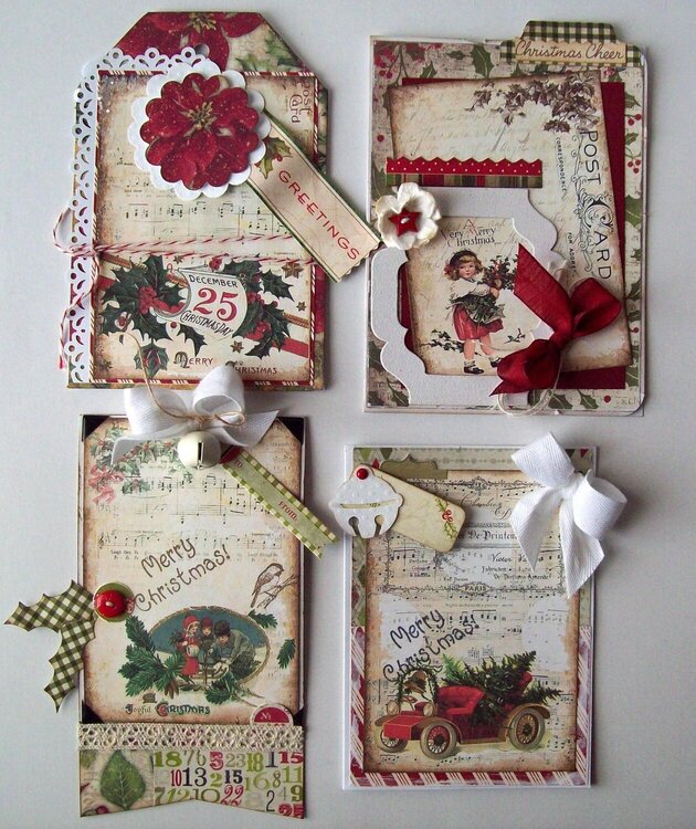 4 vintage look Christmas cards