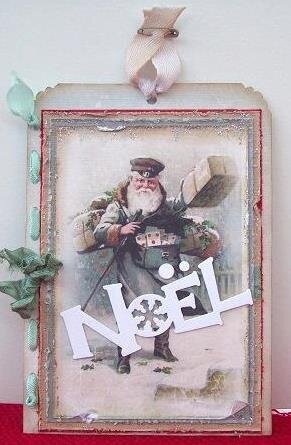 Santa Delivers the Christmas Mail    vintage tag card