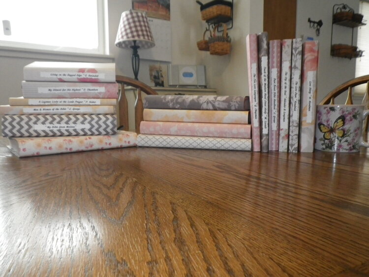 Covering books with scrapbook paper~