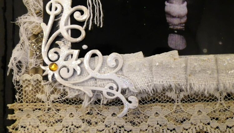 just a close up of the distressed chipboard and her cute little shoe! : )