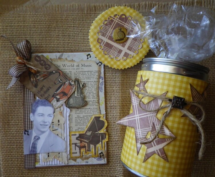 Fathers Day card and repurposed can for cookies~