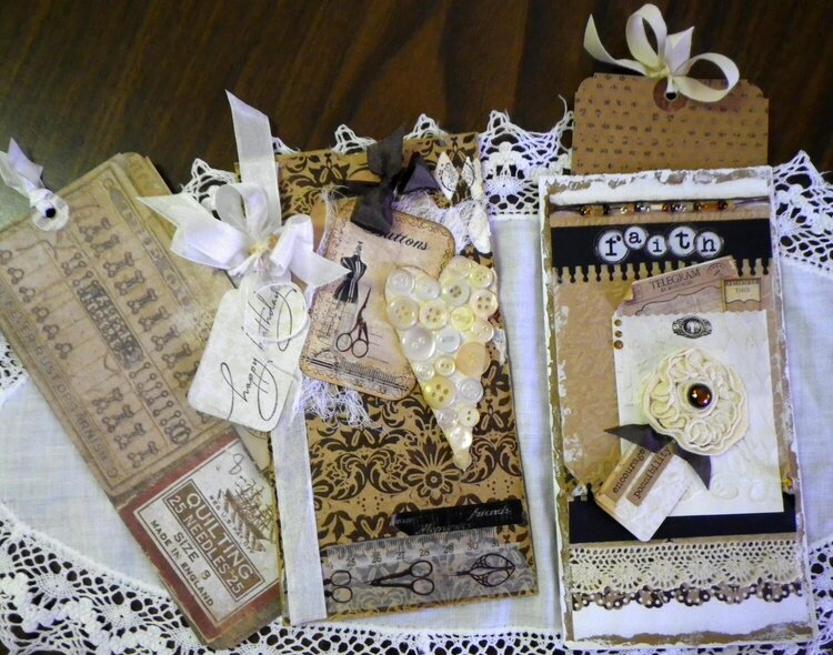 Vintage style  paper bag cards w/ tags (vertical)