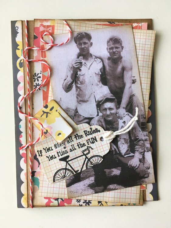 Birthday card using a vintage photo of Grandpa &amp; friends~