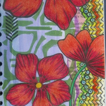 stamped art journal page