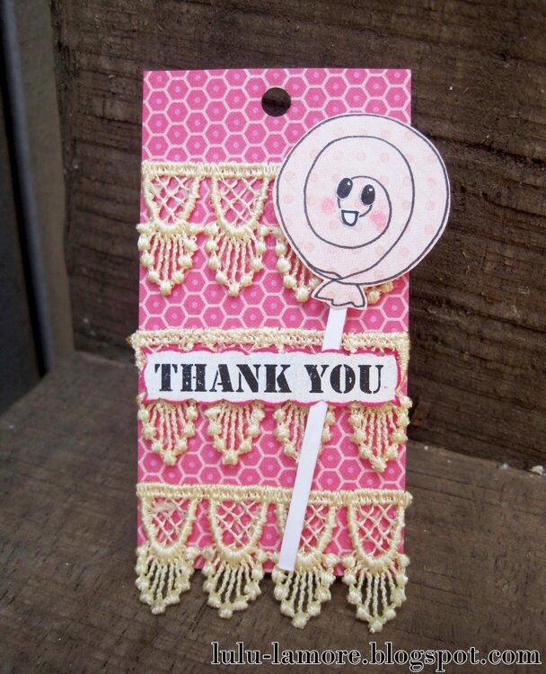 Lollipop Thank you shipping tag/card