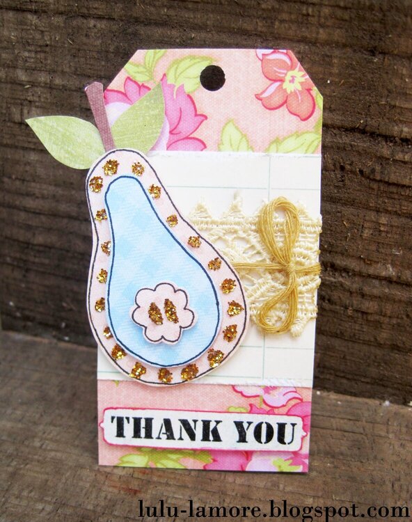 Glittery Pear Thank you shipping card/tag for etsy