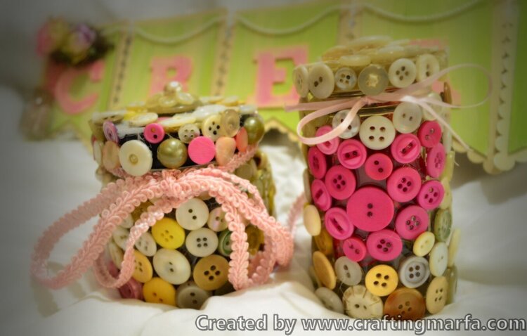 Button Covered Glass Jars