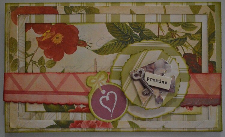 Card with flowers, a key and a heart
