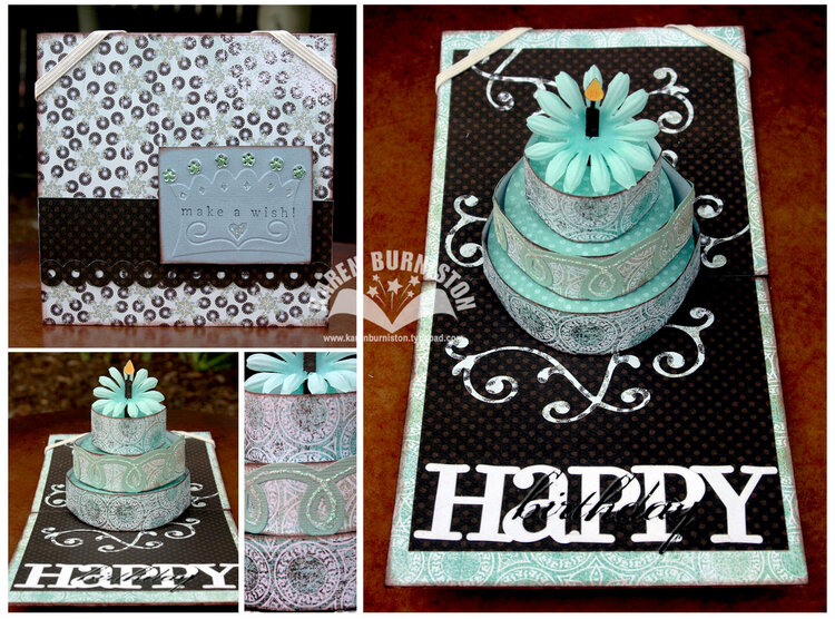 Pop-up Cake Card Blue and Brown