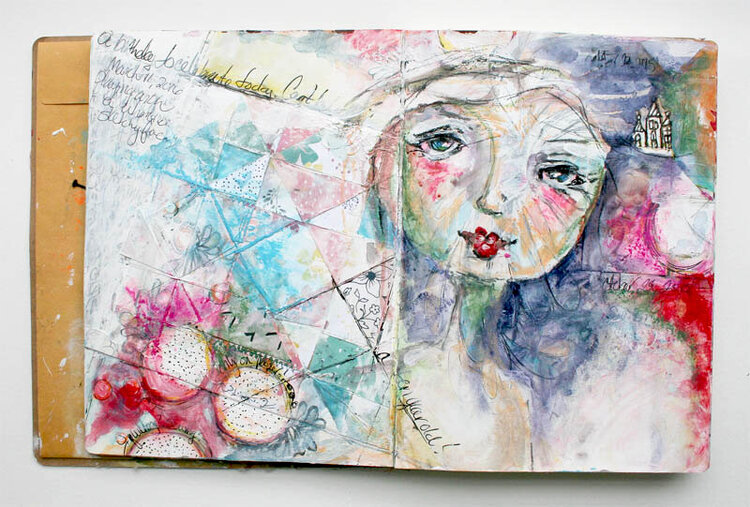 Art Journal Spread - Quilting