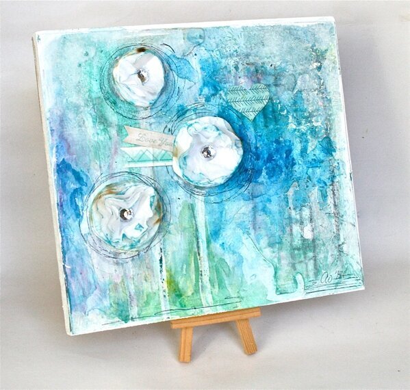 Tissue Paper Flower Mixed Media Canvas