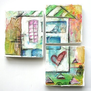 Love Family Home - Triptych Mixed Media Collage