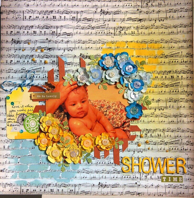 Shower Time - Scrapbook layout