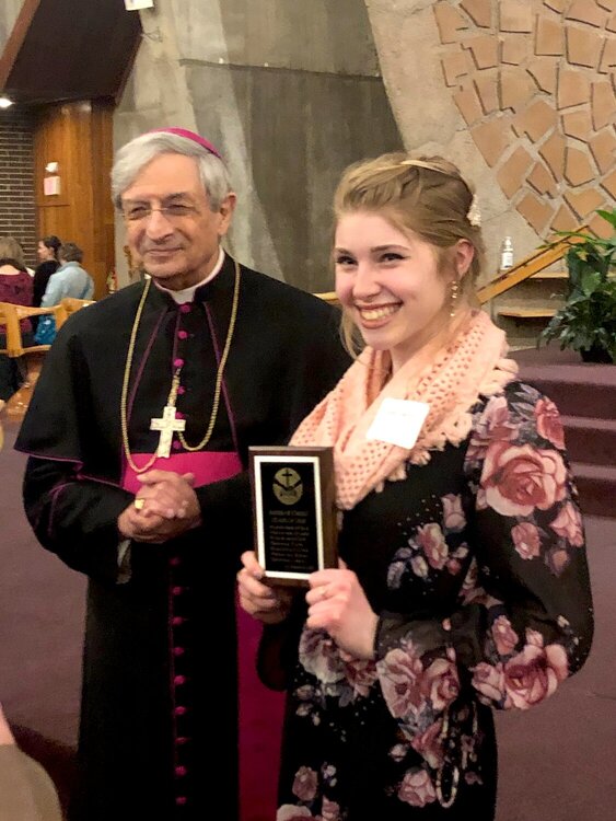 Angela with Bishop Salvatore Matano
