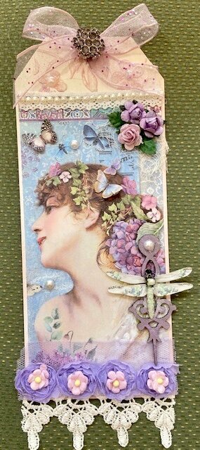 Lady and Flowers Tag