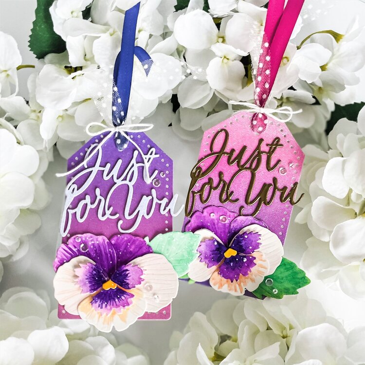 Just for You Watercolor Pansy Tags