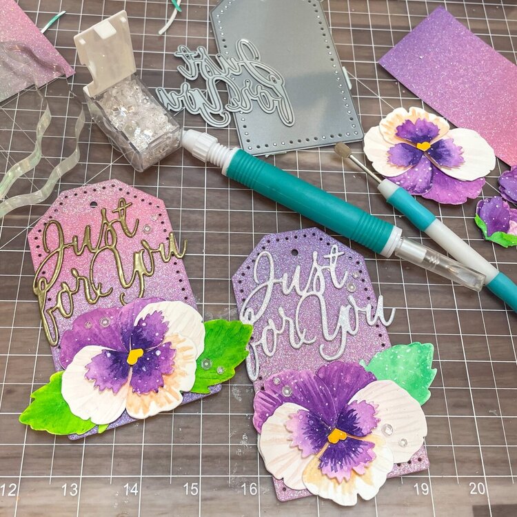 Just for You Watercolor Pansy Tags