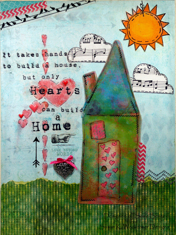 Hearts Can Build A Home  Mixed Media Canvas