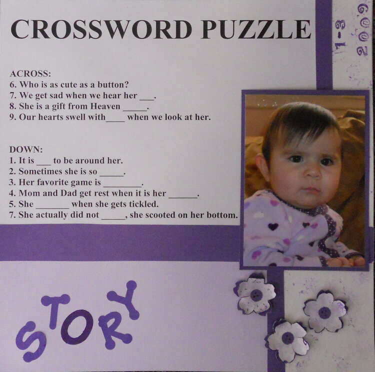 Crossword puzzle- Left Page