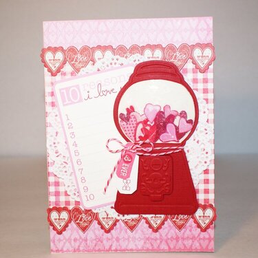 Gumball Machine Valentine&#039;s Day card