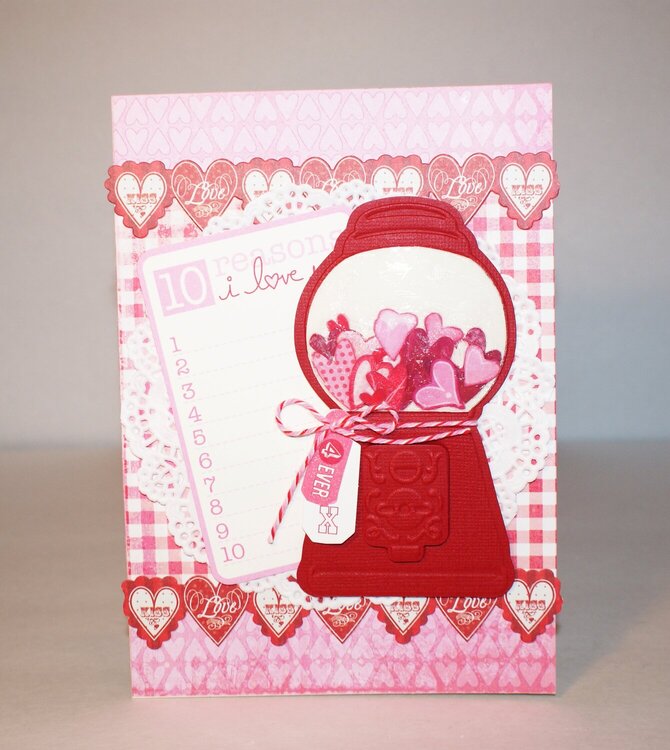 Gumball Machine Valentine&#039;s Day card