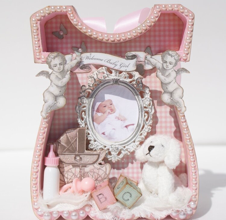 Baby Girl Shadowbox Birth Announcement