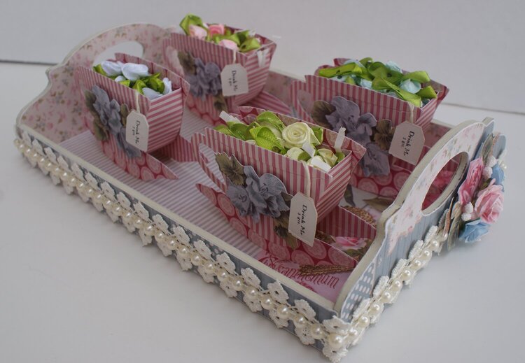 Altered Tray Embellishment Center w/ 3D Tea Cups