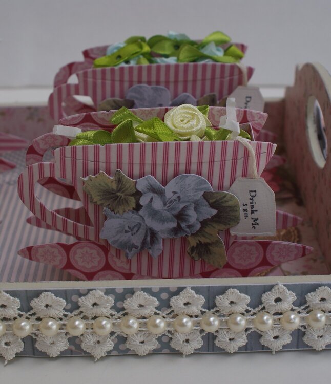 Altered Tray Embellishment Center w/ 3D Tea Cups