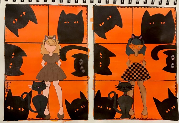 Art journal page showcasing Catgirl
