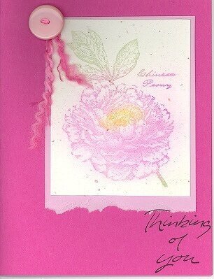 Versamark and Chalked Peony w/button and fibers