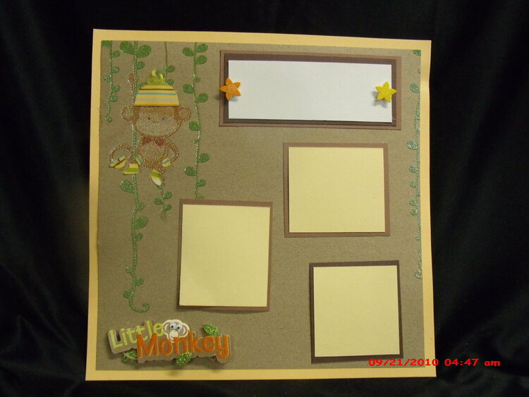 Tare Sock Monkey premade 12x12 scrapbook pages