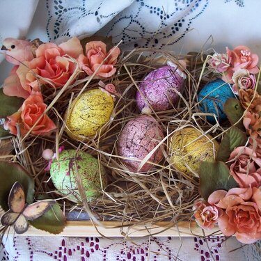 Nested Blown Eggs**Blooming Flower Crate