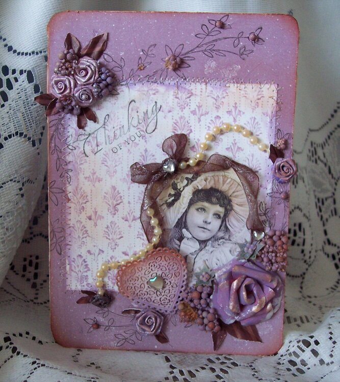 Little Vintage Girl**Thinking of You Card