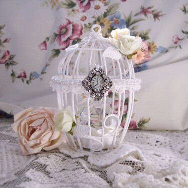 Shabby Chic**Altered Mini Bird Cage**View 1