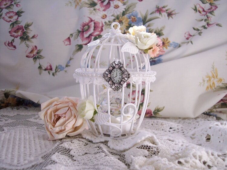 Shabby Chic**Altered Mini Bird Cage**View 1