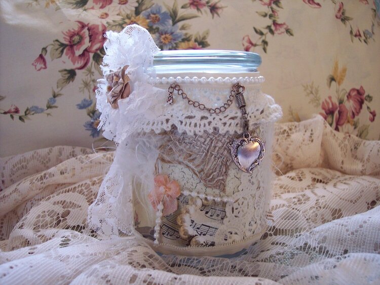Shabby Chic**Altered Jar**Front View
