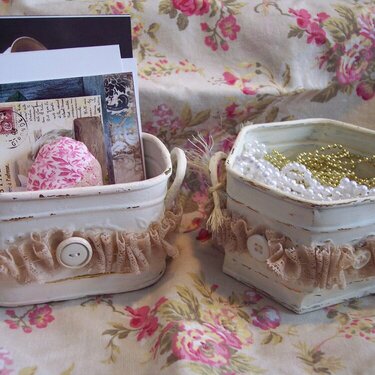 Shabby Chic**Altered Gold Tin Containers