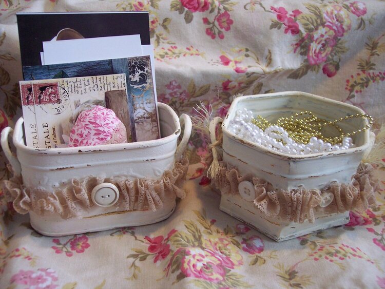 Shabby Chic**Altered Gold Tin Containers